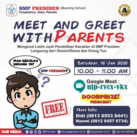 Ayo Join di Meet and Greet With Parents 16 Januari 2021