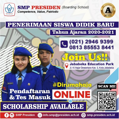 Telah Dibuka Pendaftaran dan Tes Masuk Online SMP Presiden